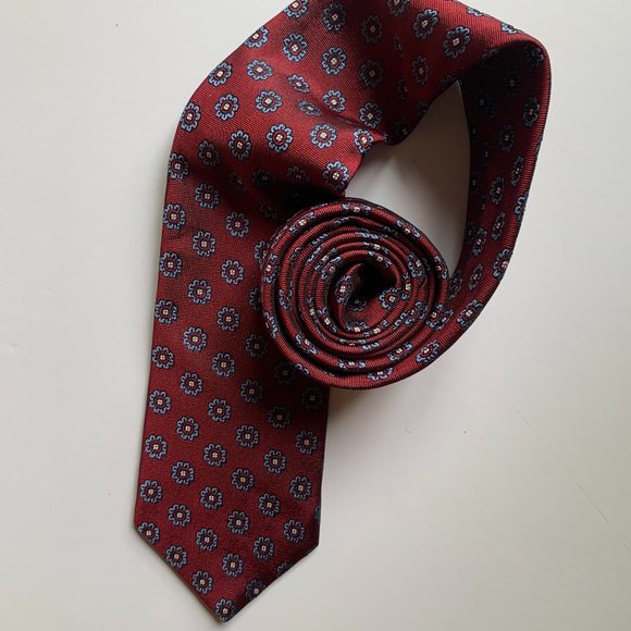 Vintage Brooks Brothers Makers and Merchants Silk Tie in Burgundy and Blue - Picture 1 of 13